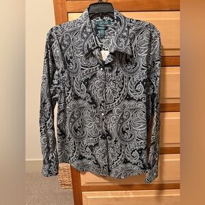 Lauren - Ralph Lauren Womens Black and White Paisley Shirt